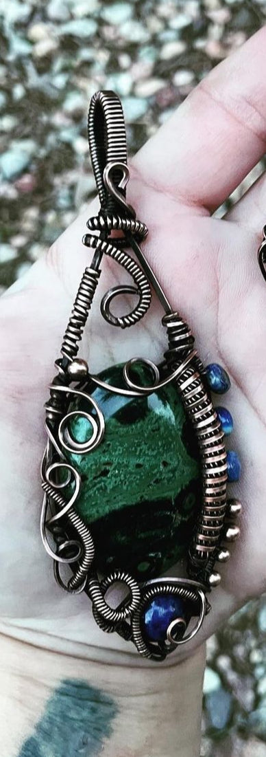 Kambaba Jasper, Sodalite and Lapis Lazuli Pendant